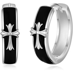 أقراط حلقية للرجال عنصر كلاسيكي أقراط دائرية بلونين للرجال 925 أقراط حلقية من الفضة الإسترليني درجة منخفضة من التطور للأولاد in Kuwait