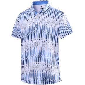 DEOLAX Mens Polo Shirts Classic Striped Golf Polo Shirts Short Sleeve Dry Fit Performance Wicking Moisture Polo Shirt for Men