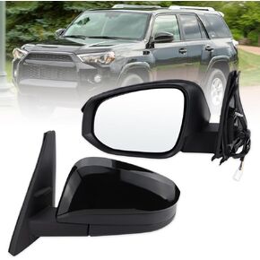 Right Passenger Side Mirror Compatible with 2014-2024 Toyota 4Runner With Manual folding Power Glass Heated Turn Signal Puddle Light White Replace#TO1321312 (9Pins)