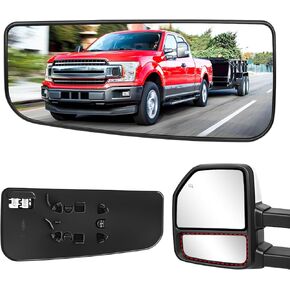 استبدال زجاج المرآة العلوية الساخنة من جانب الركاب متوافق مع 2015-2020 Ford F150، 2017-2022 F250 F350 F450 F550 مرآة السحب اليمنى مع 3 مقاطع - FL3Z17K707G