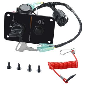 12V Single Key Switch Panel Marine Outboard Single Engine Ignition Key Switch Panel Assembly On Off Switch 704 Control Box for Yamaha Outboard Yacht #704-82570-01-00, 704-82570-12-00