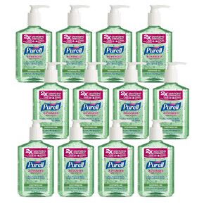 PURELL Advanced Hand Sanitizer Soothing Gel with Aloe and Vitamin E- 8 fl oz Pump Bottle (Pack of 12) - 3016-12-CMR