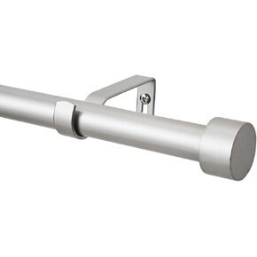 WL.Rocaille 3/4 Inch Curtain Rods Single Window Rod 30-84 Inches, with Aluminium Finials, Nicke Drapery Rod