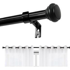 Joydeco Curtain Rods for Windows 32 to 120 inches Adjustable Decorative Curtain Rod,Window Curtain Rod single rod with Aluminium Finials(32" to 120",1Pack,Black)