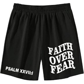 Men's Letter Graphic Shorts Elastic High Waisted Straight Leg Street Track Shorts with Pockets