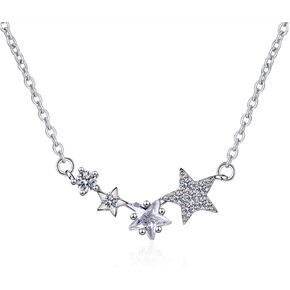 Dainty Crystal Star Necklace for Women Silver Lariat Star Pendant Necklace Adjustable Gold CZ Star Charm Necklace Shining Exquisite Star Y Necklace Delicate Statement Jewelry