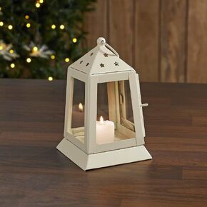 Metal Lantern Barn Red Tealight Holder 9x5x5