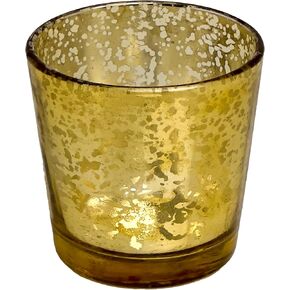 Decorative Votive Tealight Candle Holder, 2.5 Inch Mercury Glass, Gold