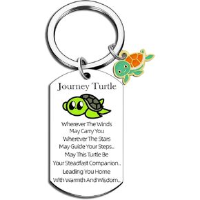 Journey Turtle Keychain Gifts for Women Men Good Luck Cute Sea Travel Turtle Gifts for Friend Family Members Girls Son Birthday Gift Annivesary Friendship Keychain Graduation Teens Farewell Gifts