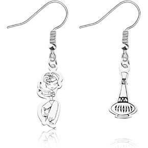 OKEYCH TV Show Inspired Gift Jeannie and Her Bottle Earrings Jeannie Fan Jewelry Nostalgia Gift Cosplay Merch （Jeannie and Her Bottle E）