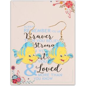 AKTAP Flounder Earrings Mermaid Movie Flounder Gift Mermaid Friend Fish Earrings for Fans (Flounder Earrings)