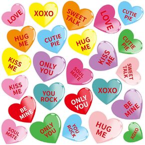 MARFOREVER 50pcs Valentine's Day Window Gel Clings Stickers Colorful Conversation Heart Window Clings Decals Stickers for Kids Home Valentine's Day Wedding Holiday Party Supplies Decorations