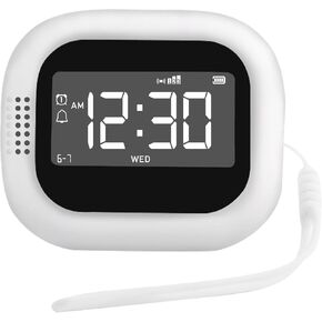 Loud Alarm Clock for Heavy Sleepers with Sleep Sounds – Portable Bed Shaker – Travel Dual Alarm Clock (Sound & Vibration) – Adjustable Volume, Battery Powered – For Adults, Teens, Hearing Impaired