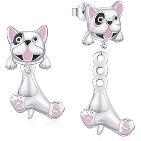 French Bulldog Earrings 925 Sterling Silver Dog Studs Earrings Cute Animal Jewelry Birthday Gifts for Women Dog Lovers