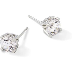 JTV 18k Yellow Gold or Rhodium over Sterling Silver Cubic Zirconia Stud Earrings - CZ Earrings for Women - Gold Studs for Women - Silver Studs for Women - Faux Diamond Earrings - 3.34ctw Cubic Zirconia