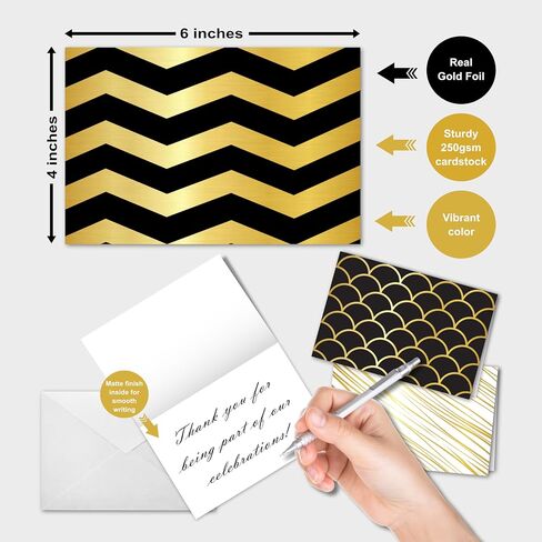 Smart Scribble 50 Blank Cards and Envelopes, Assorted Greeting Cards for All Occasions, 4x6" Blank Note Cards with Envelopes and Matching Stickers- 10 Elegant Designs, Thank You Card Assortment Pack, in Saudi Arabia