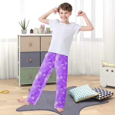 Blue Snowflakes New Year Boy's Pajama Pants Kids Boys Long Sleep PJ Pant Pajama Bottoms Elastic Waist Lounge Pants with 2 Pockets L in Saudi Arabia