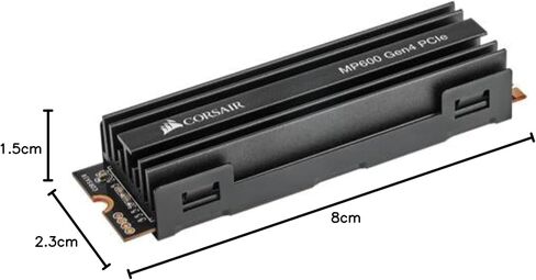 Corsair Force Series MP600 1TB M.2 NVMe PCIe x4 Gen4 SSD (سرعات قراءة متتالية تصل إلى 4,950 ميجابايت/ثانية وسرعات كتابة تصل إلى 4,000 ميجابايت/ثانية، عالية الكثافة 3D TCNAND) أسود in Saudi Arabia
