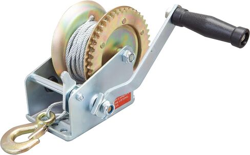 BIG RED Heavy Duty Manual Hand Crank Winch: 32.8ft Nylon Strap for Boats, Trailers, Trucks, ATVs, 1600 lbs. Capacity, Silver in Saudi Arabia