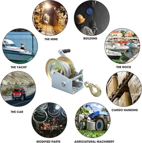 BIG RED Heavy Duty Manual Hand Crank Winch: 32.8ft Nylon Strap for Boats, Trailers, Trucks, ATVs, 1600 lbs. Capacity, Silver in Saudi Arabia