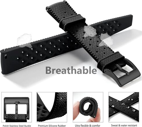 Silicone Watch Bands Quick Release Tropical Style 18mm, 20mm, 22mm for Men and Women Replacement Rubber Watch Bands Soft Breathable Waterproof Sport Watchbands Straps in Saudi Arabia