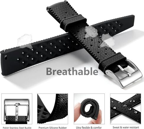 أحزمة ساعات من السيليكون سريعة الإصدار بنمط استوائي 18 مم، 20 مم، 22 مم للرجال والنساء، أحزمة ساعات مطاطية بديلة ناعمة قابلة للتنفس ومقاومة للماء، أحزمة ساعات رياضية in Kuwait