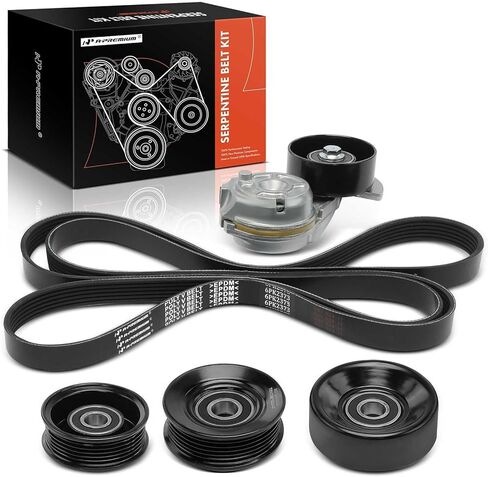مجموعة محرك سير السربنتين A-Premium مع شداد وبكرة تباطؤ متوافقة مع Ford Mustang GT 2003-2004 SOHC، Mustang Mach 1 DOHC 2003-2004، (يناسب V8 4.6L فقط) in Kuwait
