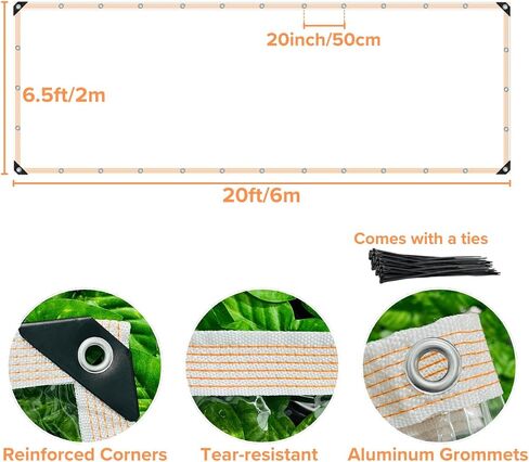 BeGrit Clear Tarp Heavy Duty 6.5x20 FT Clear Waterproof Tarps 12Mil Thick Anti-Tear PVC Vinyl Tarpaulin Enclosure with Grommets for Porch,Patio,Yard,Gazebo in Kuwait
