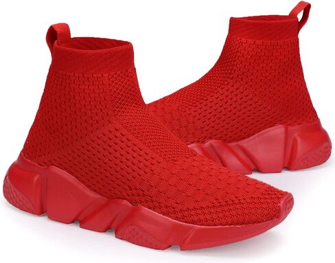 Santiro Boys Shoes Girls Sock Shoes High Tops Breathable Knit Slip On Shoes in Kuwait