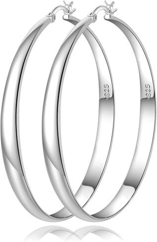 NEVEGE Large Sterling Silver Hoop Earrings for Women Hypoallergenic 925 Sterling Silver Hoop Earrings Lightweight Silver Large Hoop Earrings 30/40/50/60/70mm in Saudi Arabia