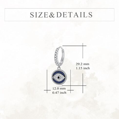 Hancock Evil Eye Earrings for Women 925 Sterling Silver Blue Evil Eye Leverback Earrings Huggie Hoop Earrings Evil Eye Dangle Earrings Minimalis Jewelry Gifts for Women in Saudi Arabia