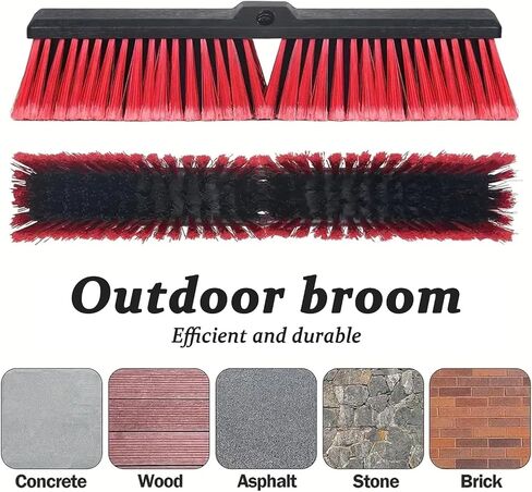 18" Push Broom Outdoor Heavy Duty with Stiff Bristles, Shop Broom with 63" Long Handle, Snow Broom Garage Push Broom for Concrete Wood Scrub Brush for Cleaning Shop Garage Deck Patio Driveway (Orange) in Saudi Arabia