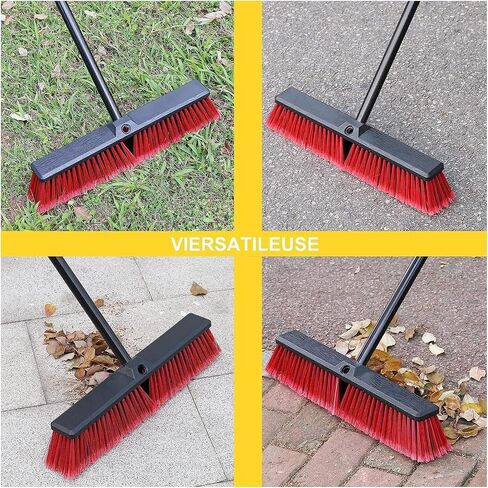 18" Push Broom Outdoor Heavy Duty with Stiff Bristles, Shop Broom with 63" Long Handle, Snow Broom Garage Push Broom for Concrete Wood Scrub Brush for Cleaning Shop Garage Deck Patio Driveway (Orange) in Saudi Arabia