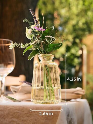 Small Flower Vase - Set of 6 Gold Vases for Centerpieces - Vintage - Ribbed Bud Vase - Small Vases for Flowers - Centerpiece Vases for Table in Saudi Arabia