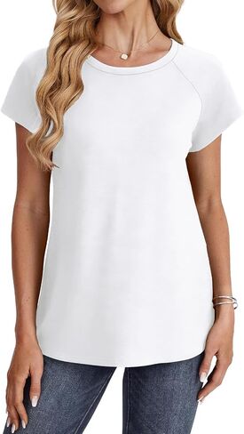 XIEERDUO Womens T Shirts Crew Neck Raglan Short Sleeve Shirts Fashion Outfits in Saudi Arabia