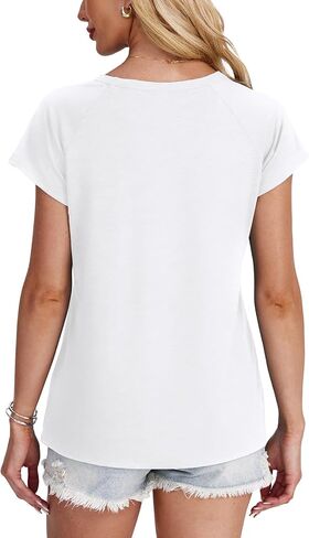 XIEERDUO Womens T Shirts Crew Neck Raglan Short Sleeve Shirts Fashion Outfits in Saudi Arabia