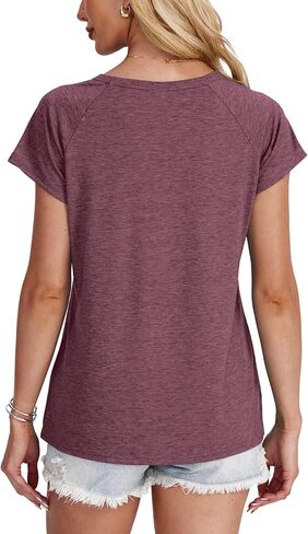 XIEERDUO Womens T Shirts Crew Neck Raglan Short Sleeve Shirts Fashion Outfits in Saudi Arabia