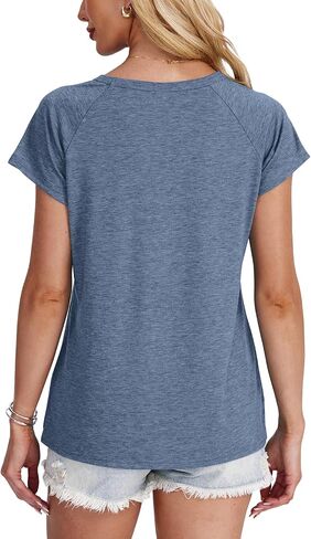XIEERDUO Womens T Shirts Crew Neck Raglan Short Sleeve Shirts Fashion Outfits in Saudi Arabia