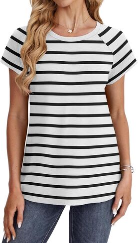 قمصان XIEERDUO النسائية برقبة دائرية وقمصان بأكمام قصيرة وأزياء عصرية in Kuwait