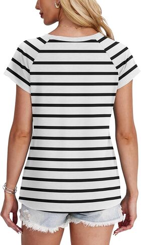 قمصان XIEERDUO النسائية برقبة دائرية وقمصان بأكمام قصيرة وأزياء عصرية in Kuwait