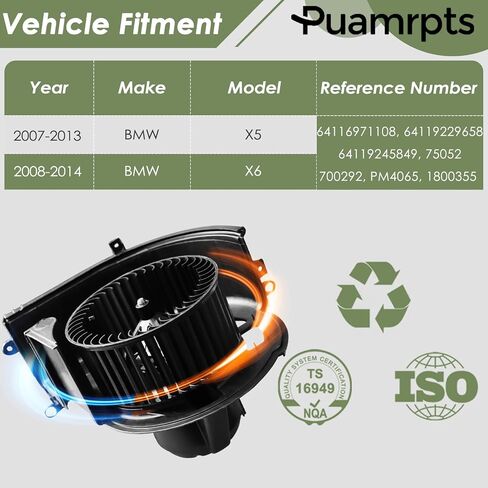AC Heater Blower Motor Assembly - Compatible with BMW Vehicles - X5 2007-2013, X6 2008-2014 - Sport Utility - Replace# 64116971108, Front Side in Saudi Arabia