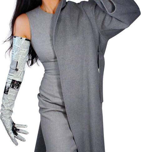 DooWay Extra Long Leather Gloves Women Metallic Print Faux Patent Opera Evening Gloves in Kuwait