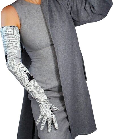 DooWay Extra Long Leather Gloves Women Metallic Print Faux Patent Opera Evening Gloves in Kuwait
