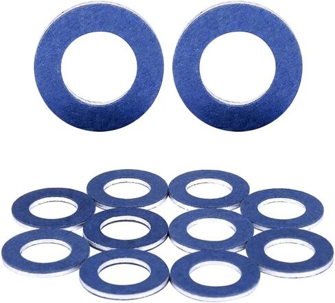 12 قطعة من حشوات سدادة تصريف زيت الألومنيوم، سدادة سحق الغسالة، 90430-12031 بديلة لـ Scion CT200h Prius Tundra Sienna Tacoma 4Runner RAV4 Scion tC xB xD قابس تصريف الزيت (أزرق 12 قطعة) in Kuwait