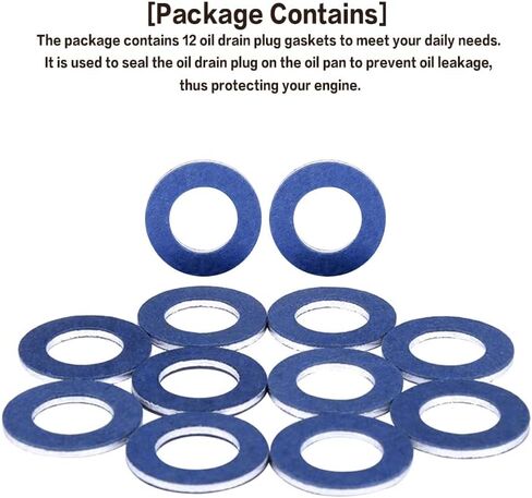 12 قطعة من حشوات سدادة تصريف زيت الألومنيوم، سدادة سحق الغسالة، 90430-12031 بديلة لـ Scion CT200h Prius Tundra Sienna Tacoma 4Runner RAV4 Scion tC xB xD قابس تصريف الزيت (أزرق 12 قطعة) in Kuwait