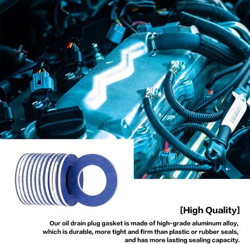 12 قطعة من حشوات سدادة تصريف زيت الألومنيوم، سدادة سحق الغسالة، 90430-12031 بديلة لـ Scion CT200h Prius Tundra Sienna Tacoma 4Runner RAV4 Scion tC xB xD قابس تصريف الزيت (أزرق 12 قطعة) in Kuwait