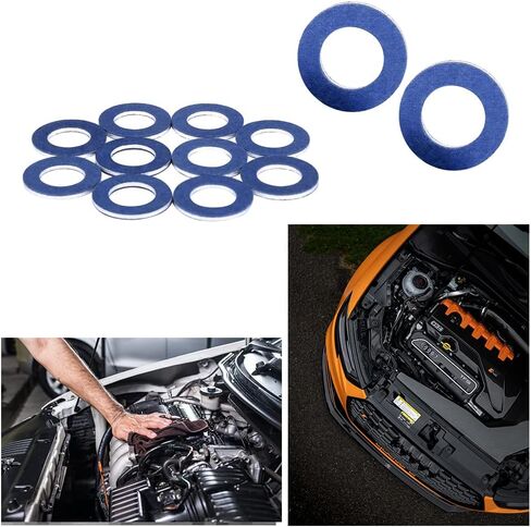 12 قطعة من حشوات سدادة تصريف زيت الألومنيوم، سدادة سحق الغسالة، 90430-12031 بديلة لـ Scion CT200h Prius Tundra Sienna Tacoma 4Runner RAV4 Scion tC xB xD قابس تصريف الزيت (أزرق 12 قطعة) in Kuwait