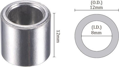 6 قطع محامل الأكمام - [12 مم قطر التجويف × 18 مم OD × 22 مم الطول] جلبة حديدية ملبدة للمعدات الصناعية، تشحيم ذاتي، لون فضي in Kuwait