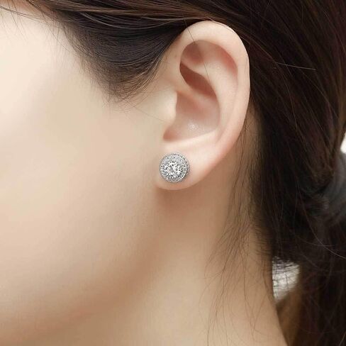 Round Stud Earrings Halo Stud Earring for Men 18k Gold Plated Anti-Allergy Earrings in Kuwait