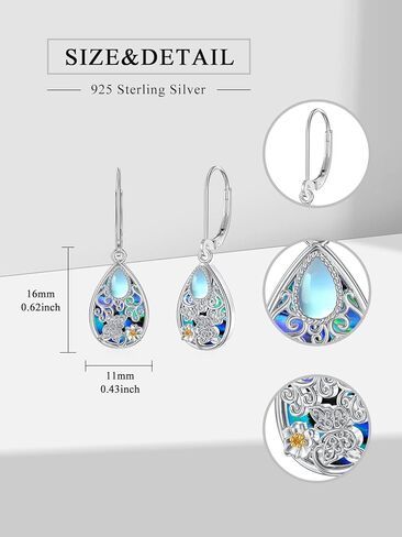 Seiyang Natural Abalone Shell Butterfly Earrings 925 Sterling Silver Leverback Dangle Earrings Butterfly Jewelry Gifts for Women in Kuwait